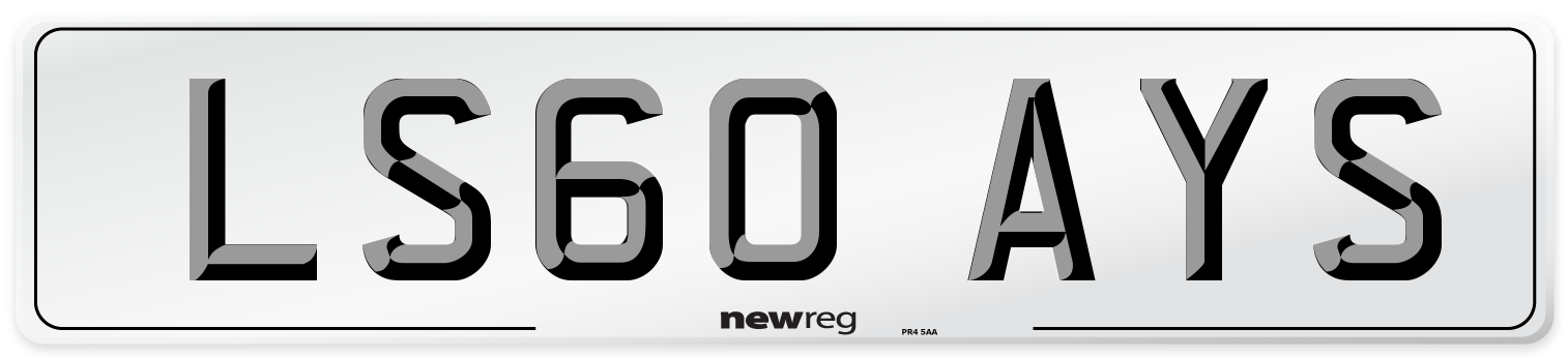 LS60 AYS Number Plate from New Reg